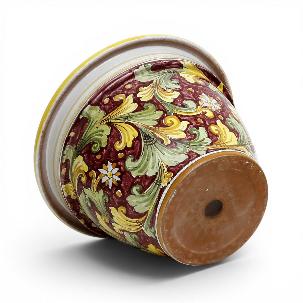 TOSCANA PLANTER: Round Tuscan planter/vase 'Campana' - Strong Terracotta indoor/outdoor - SICILIANA RED Design (14"Ø)