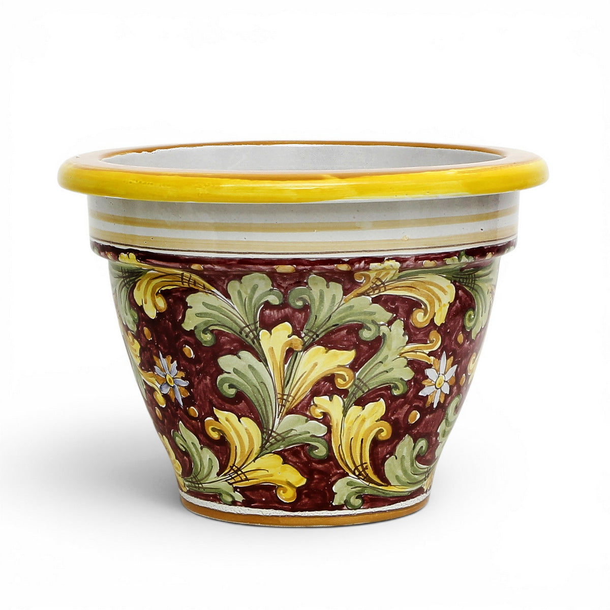 TOSCANA PLANTER: Round Tuscan planter/vase 'Campana' - Strong Terracotta indoor/outdoor - SICILIANA RED Design (14"Ø)