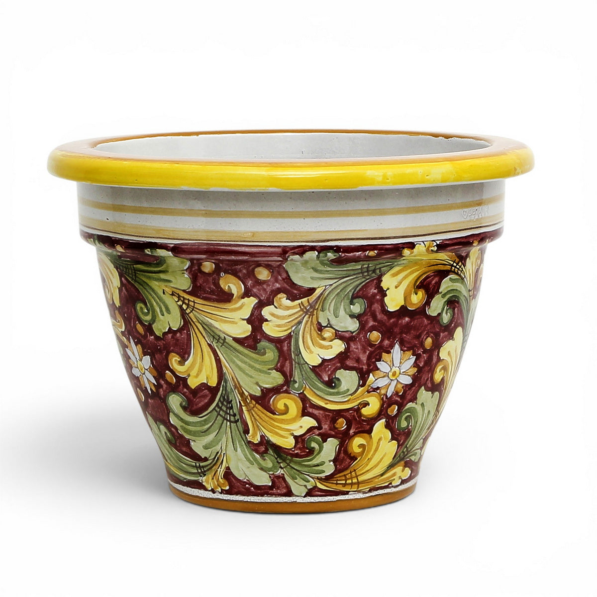 TOSCANA PLANTER: Round Tuscan planter/vase 'Campana' - Strong Terracotta indoor/outdoor - SICILIANA RED Design (14"Ø)