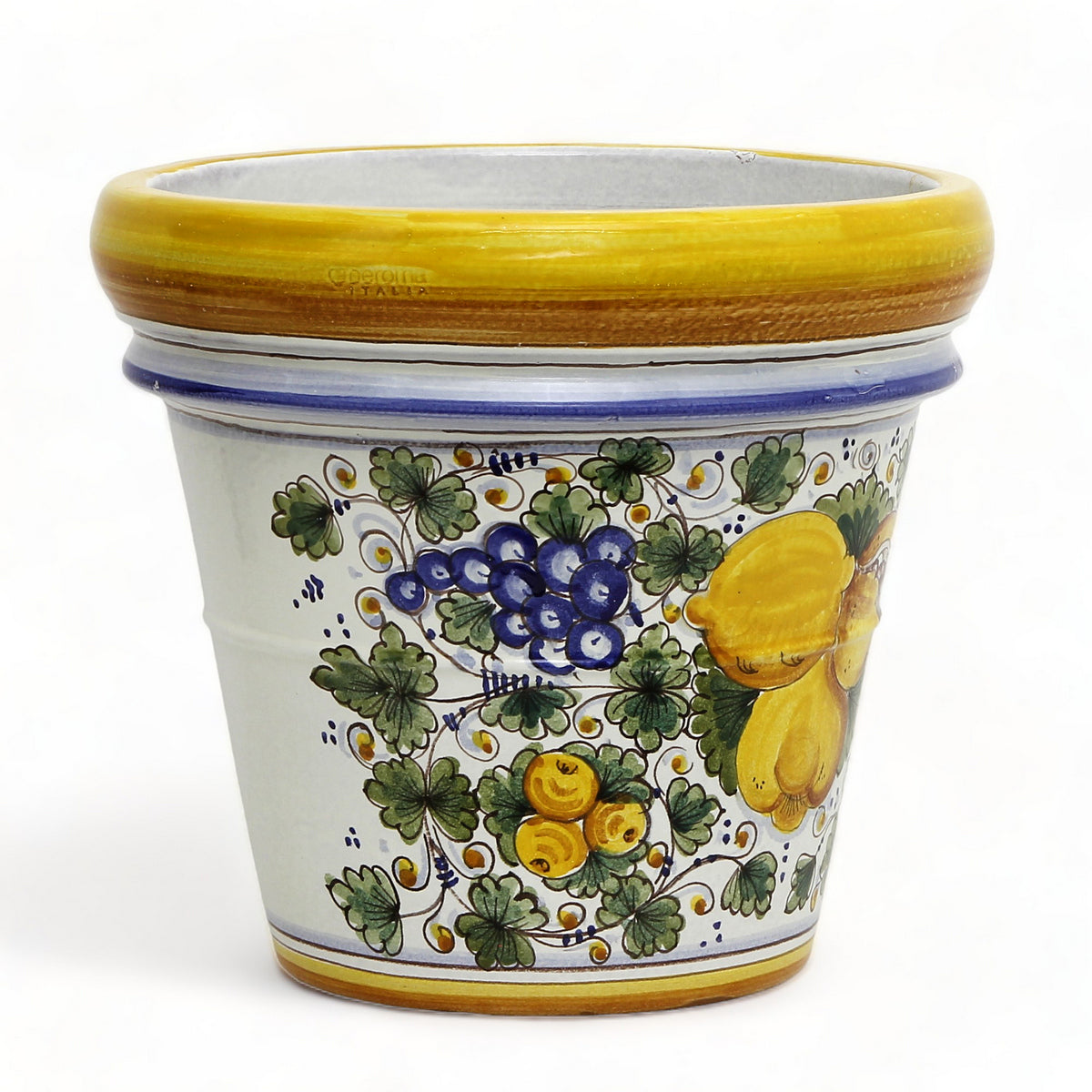 large yellow indoor plant pot TOSCANA PLANTER: Large Round Tuscan Limoniera planter/vase 'Conca' - S