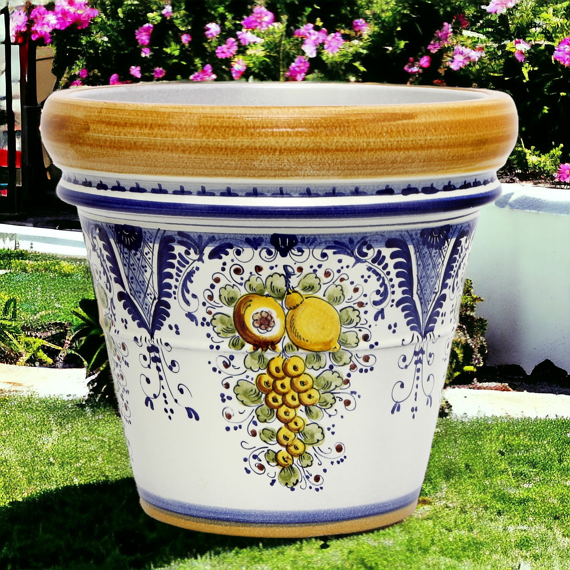large stoneware plant pot TOSCANA PLANTER: Large Round Tuscan Limoniera planter/vase 'Conca' - S