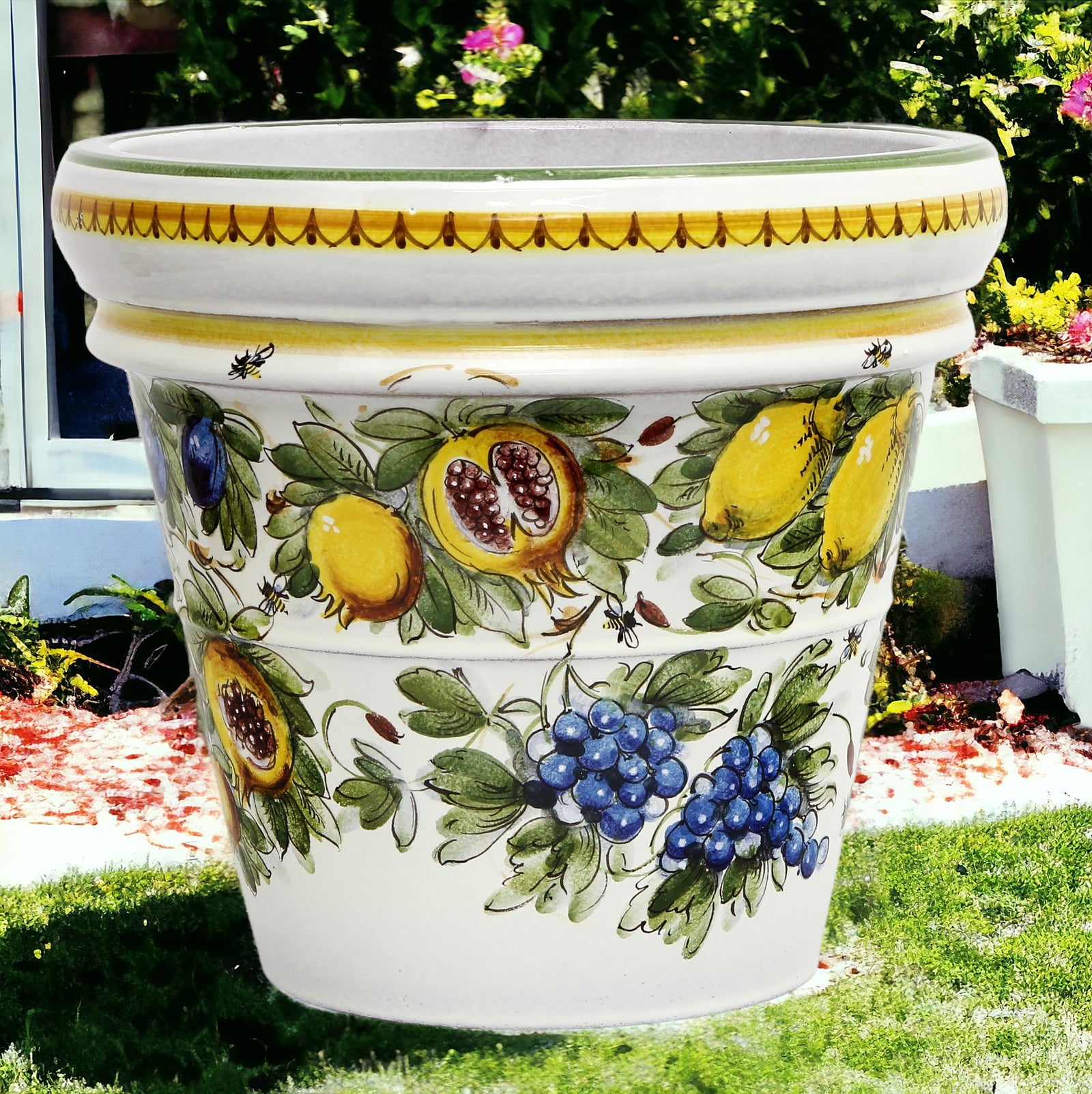 TOSCANA PLANTER: Large Round Tuscan Limoniera planter/vase 'Conca' - Strong Terracotta indoor/outdoor freeze resistant - FRUTTA FONDO MIELE LIMONI Design