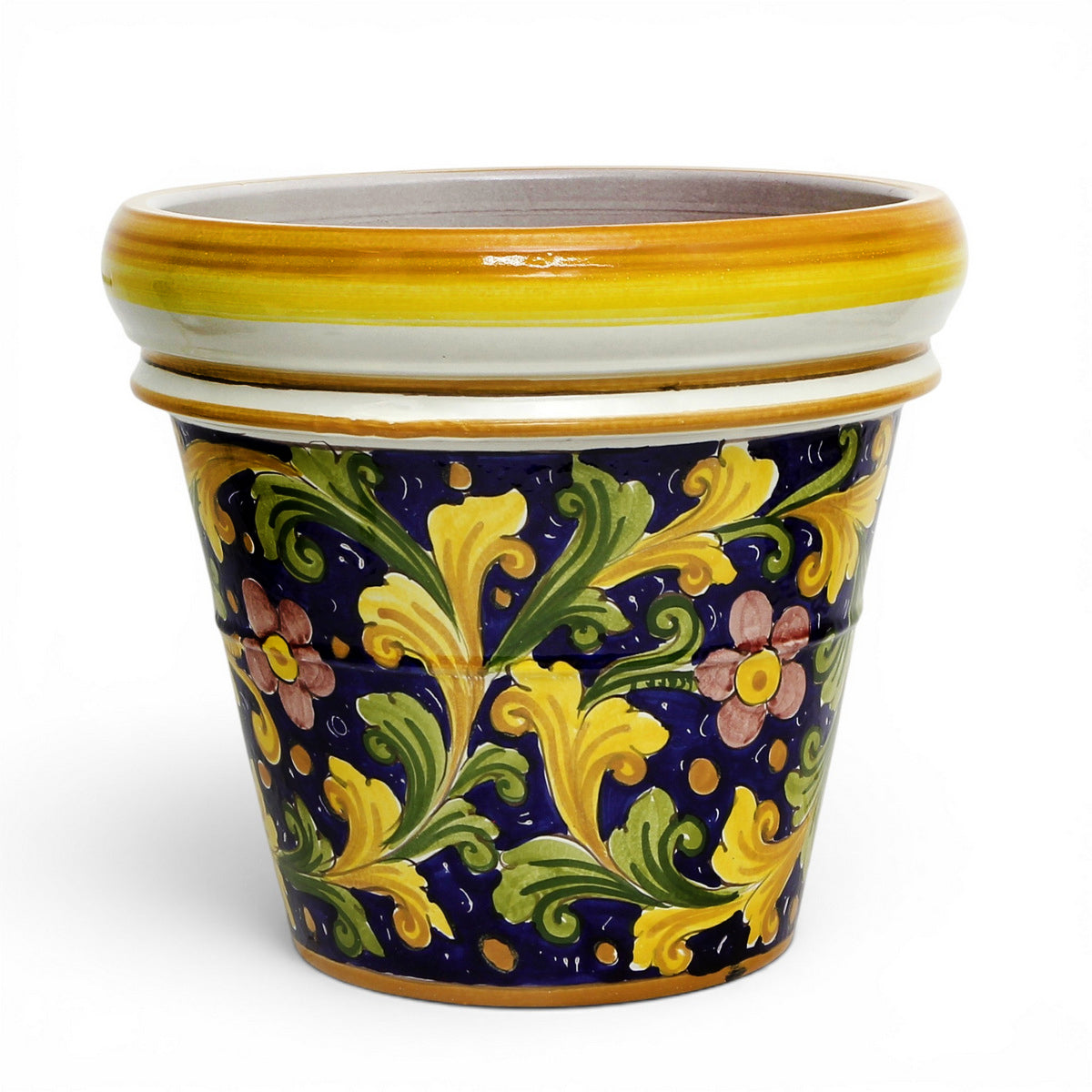 TOSCANA PLANTER: Large Round Tuscan Limoniera planter/vase 'Conca' - Strong Terracotta indoor/outdoor freeze resistant - SICILIANA BLUE Design
