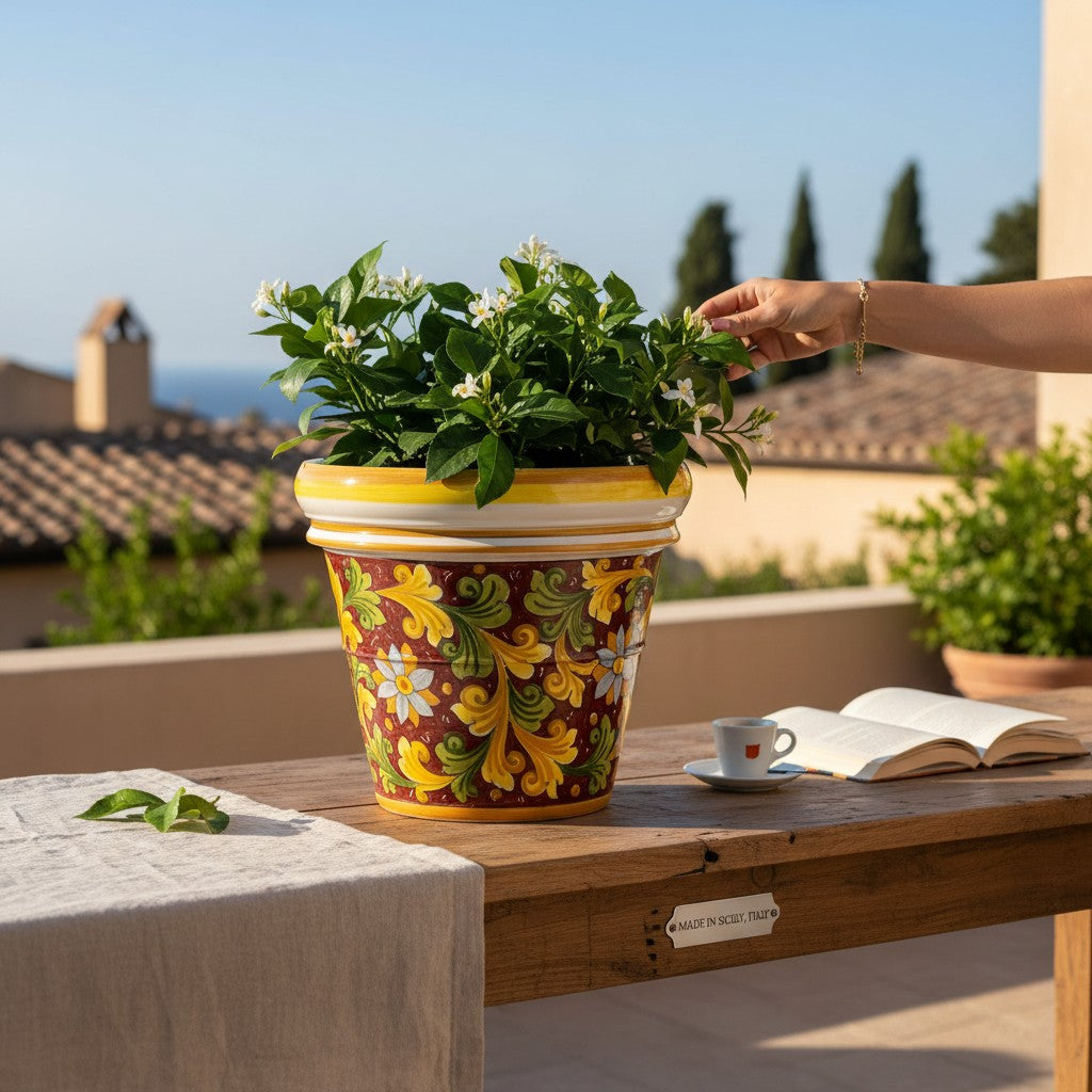 TOSCANA PLANTER: Large Round Tuscan Limoniera planter/vase 'Conca' - Strong Terracotta indoor/outdoor freeze resistant - SICILIANA RED Design