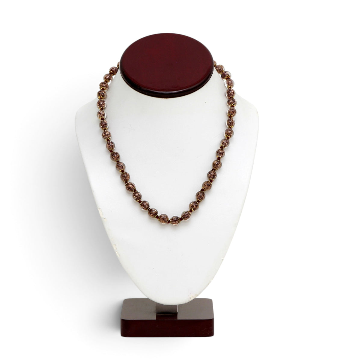 MURANO CORTE MURRINA: Authentic Murano Hand-Made Glass Necklace - Sommerso Design BROWN