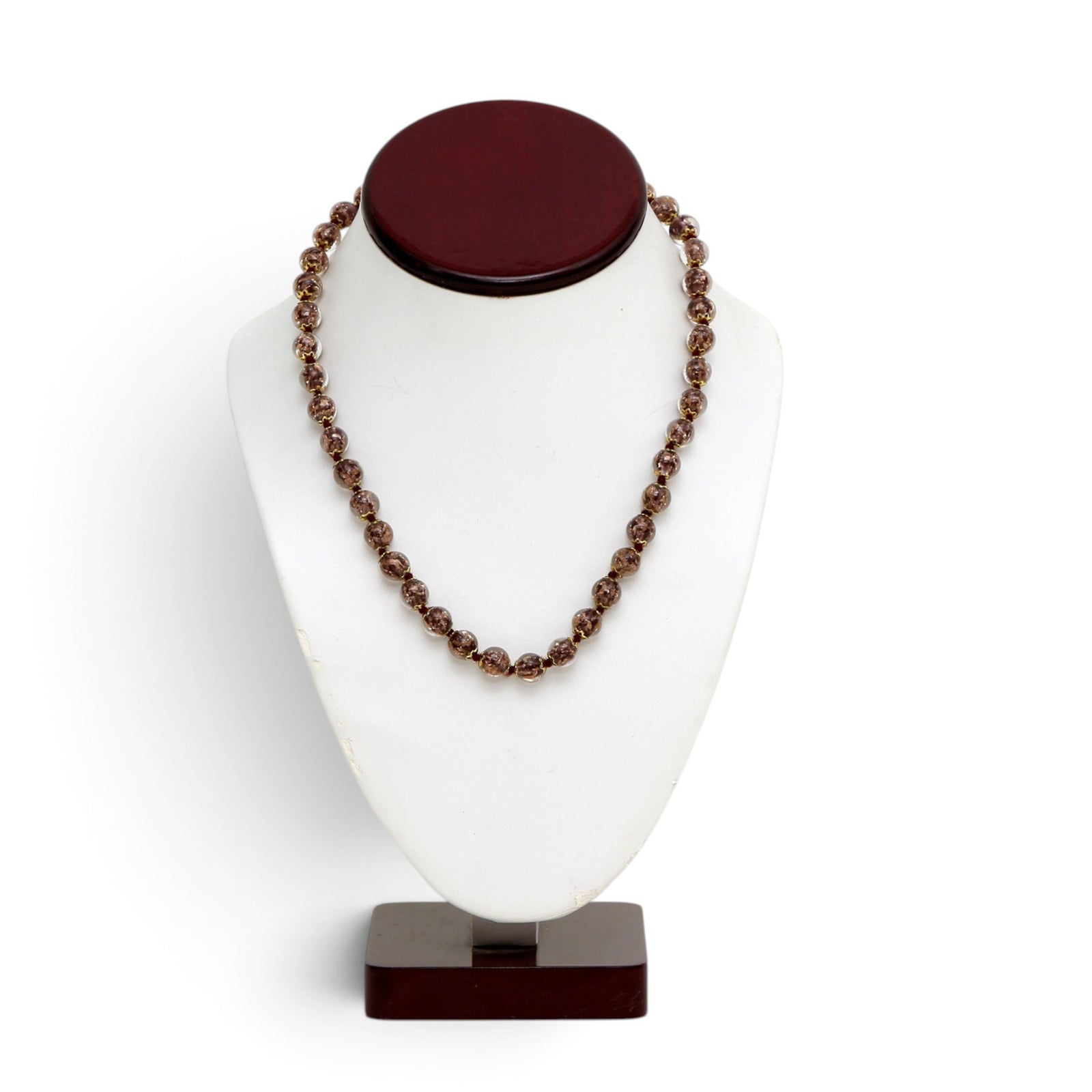 MURANO CORTE MURRINA: Authentic Murano Hand-Made Glass Necklace - Sommerso Design BROWN