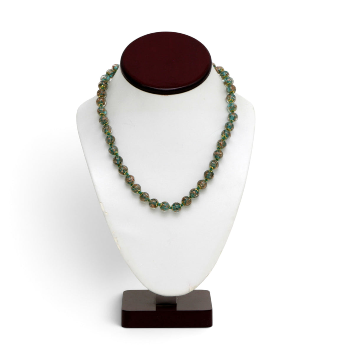 MURANO CORTE MURRINA: Authentic Murano Hand-Made Glass Necklace - Sommerso Design GREEN