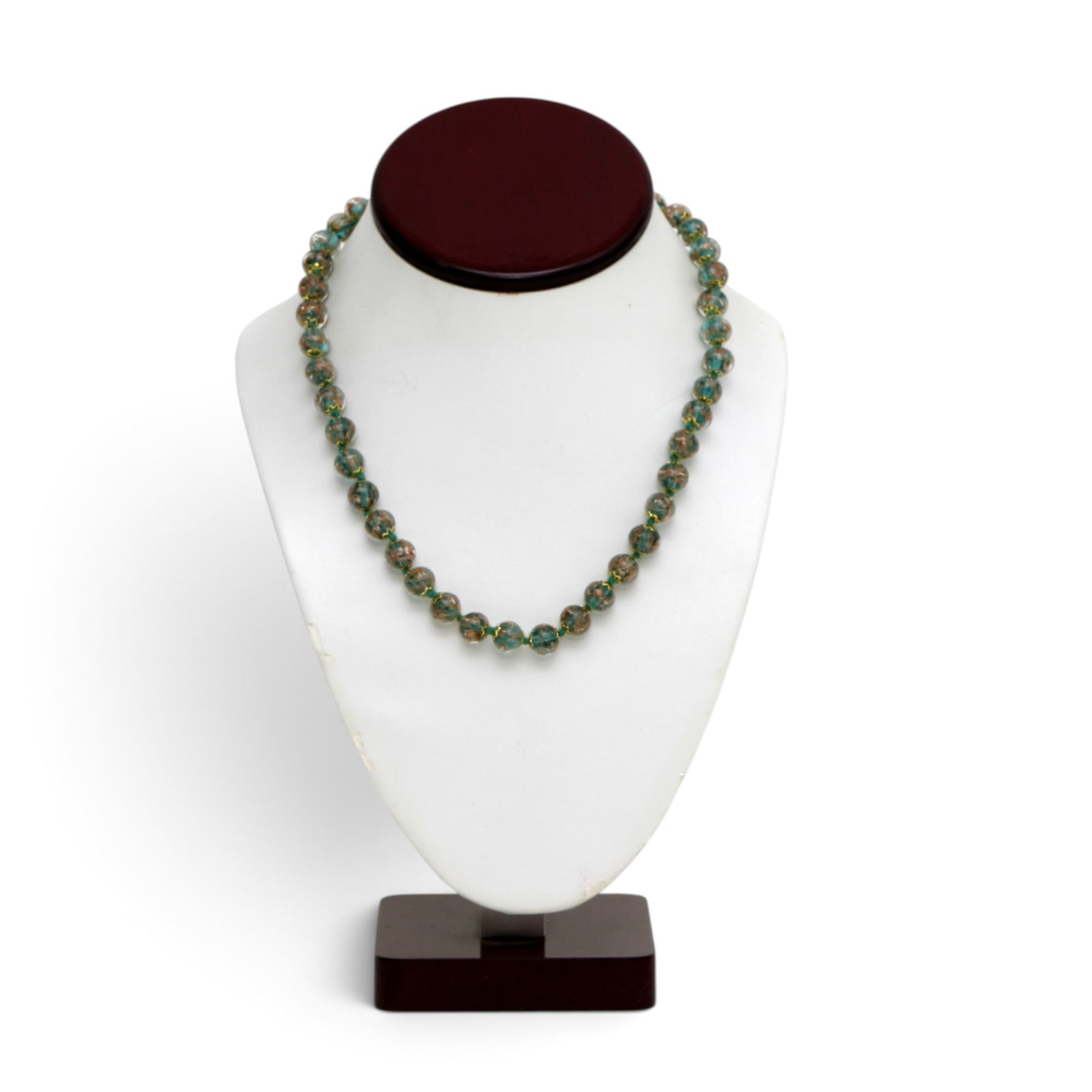 MURANO CORTE MURRINA: Authentic Murano Hand-Made Glass Necklace - Sommerso Design GREEN