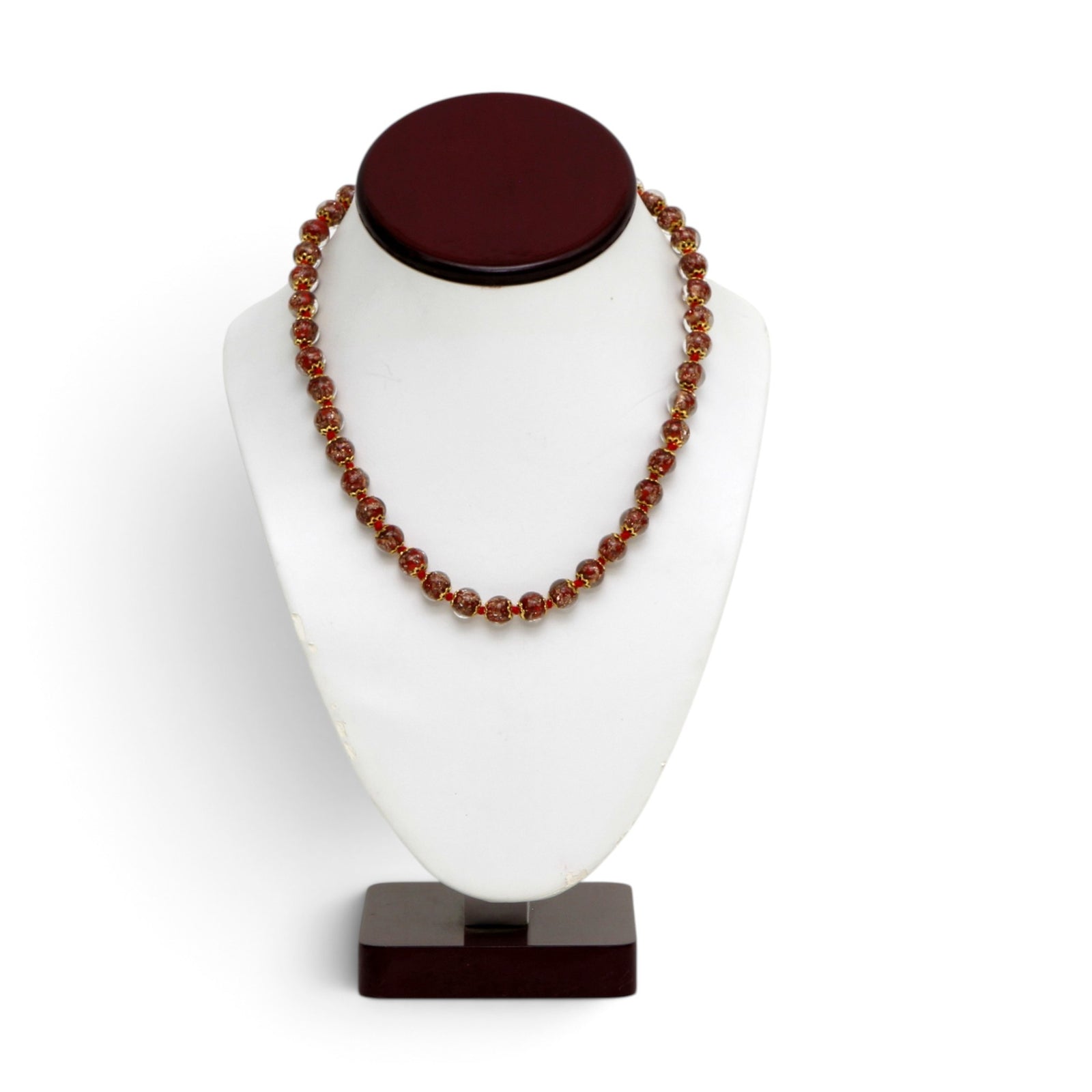 MURANO CORTE MURRINA: Authentic Murano Hand-Made Glass Necklace - Sommerso Design RED