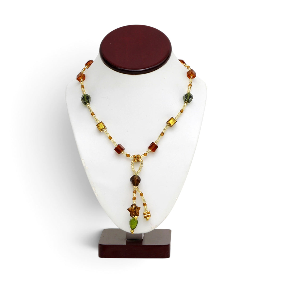 MURANO CORTE MURRINA: Authentic Murano Hand-Made Glass Necklace - Caravella Design GOLD