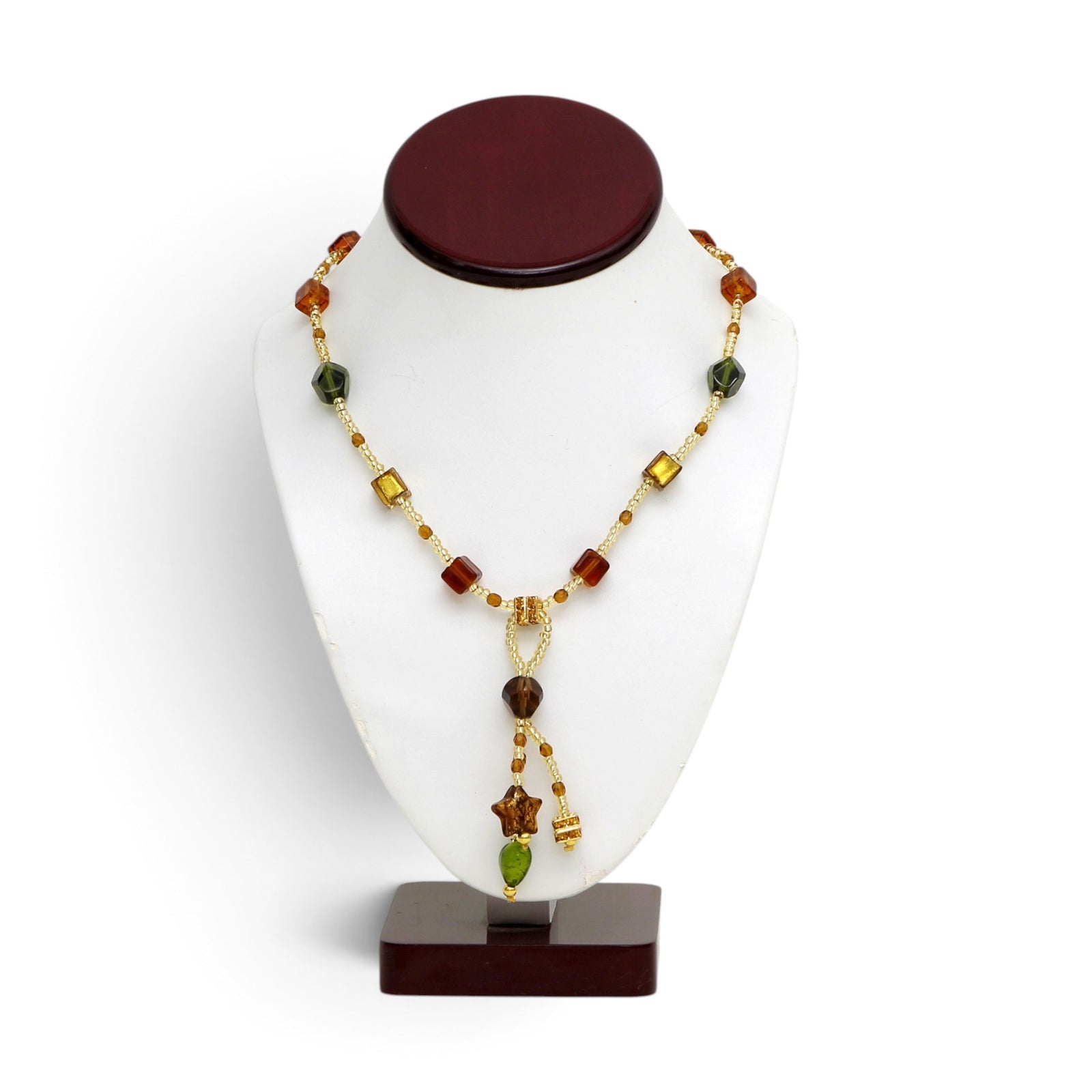 MURANO CORTE MURRINA: Authentic Murano Hand-Made Glass Necklace - Caravella Design GOLD