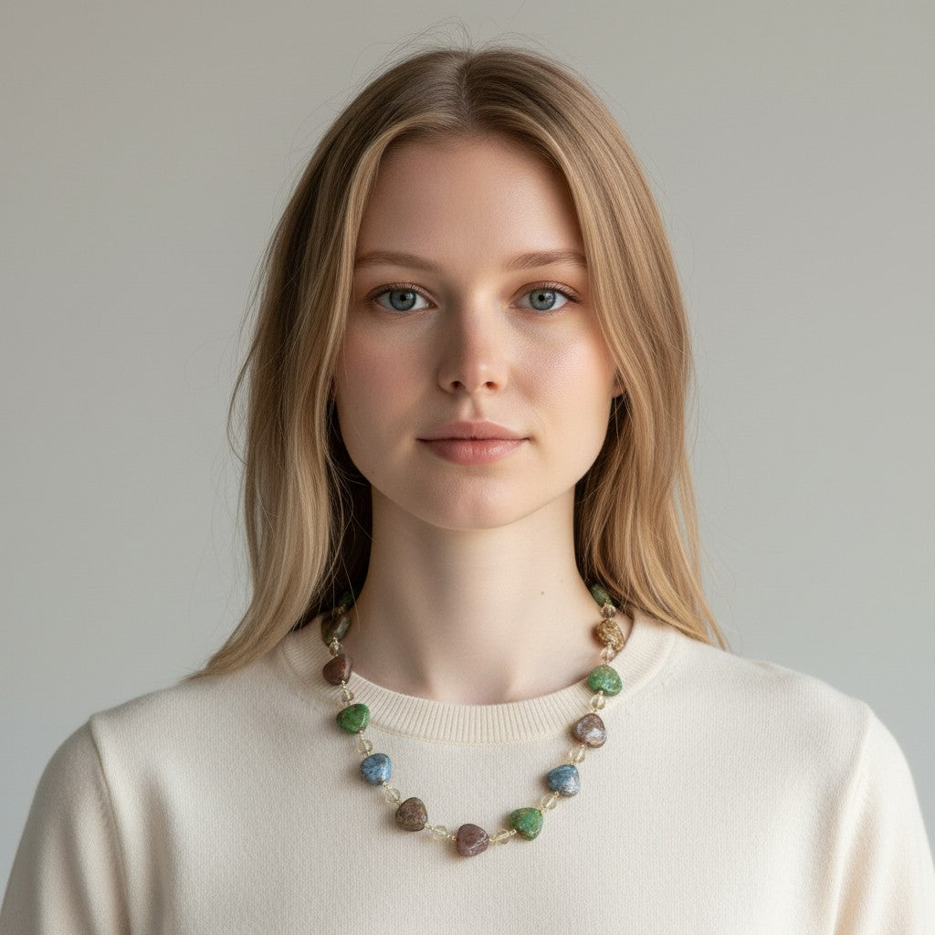 MURANO CORTE MURRINA: Authentic Murano Hand-Made Glass Necklace - Caterina Design ASSORTED Color Beads