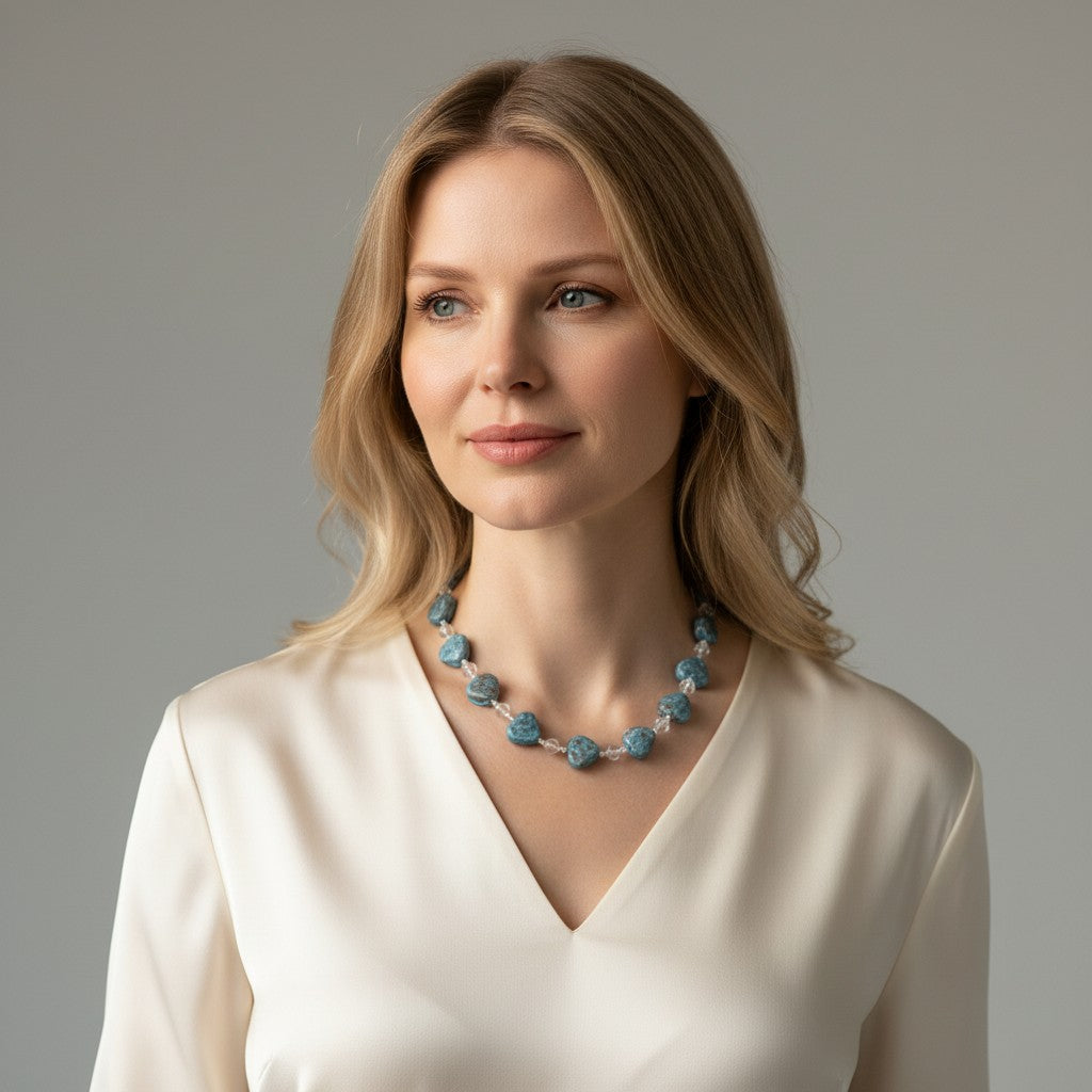 MURANO CORTE MURRINA: Authentic Murano Hand-Made Glass Necklace - Caterina Design AZURE