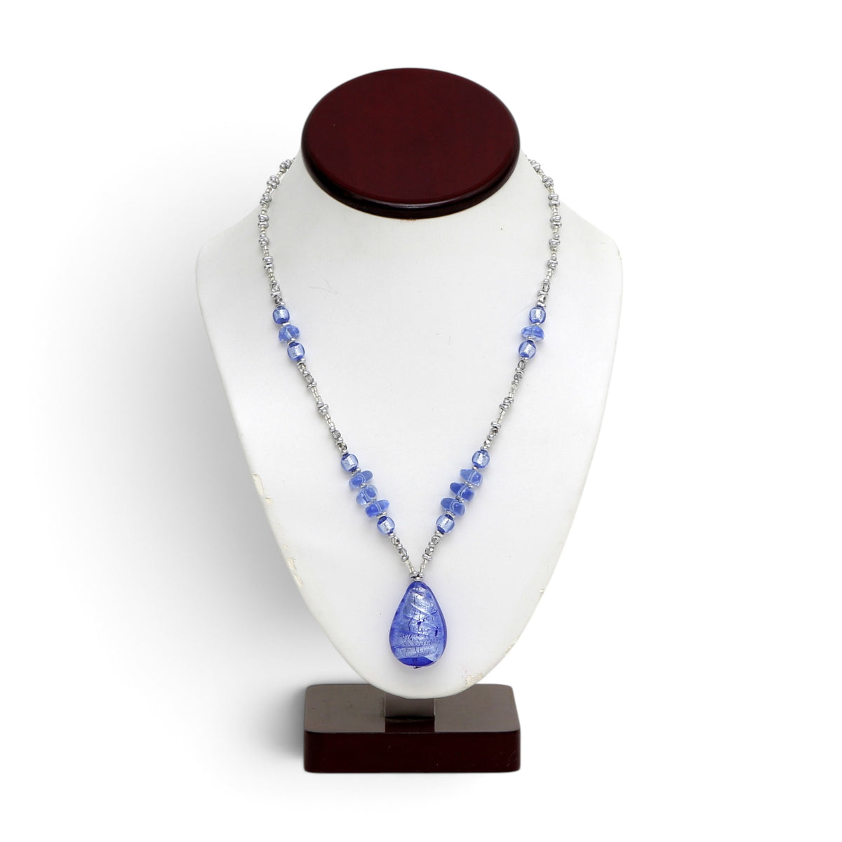 MURANO CORTE MURRINA: Authentic Murano Hand-Made Glass Necklace - MAYA Design AZURE