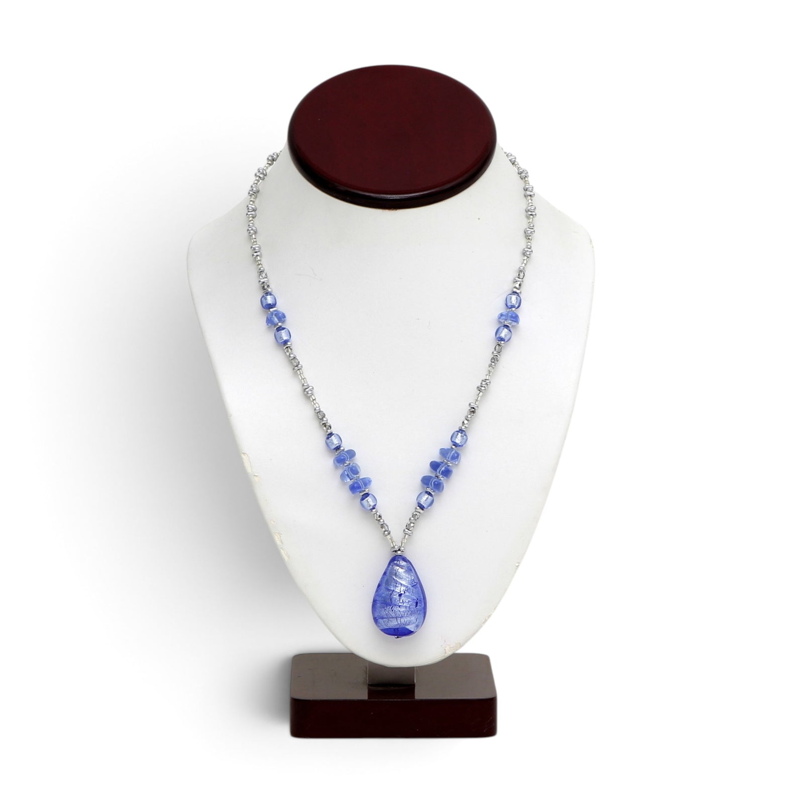 MURANO CORTE MURRINA: Authentic Murano Hand-Made Glass Necklace - MAYA Design AZURE