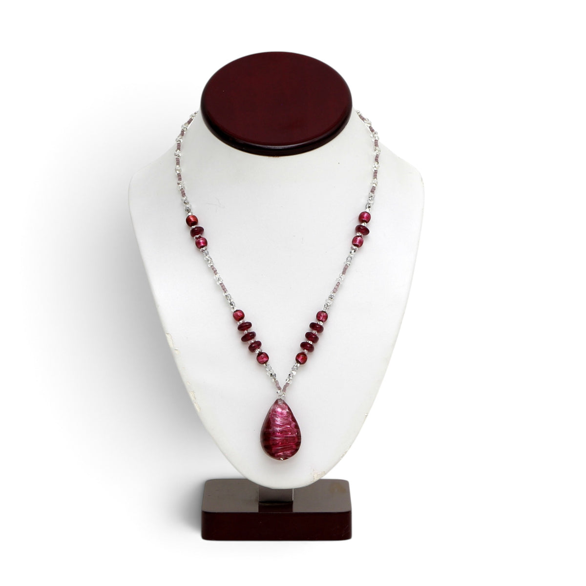 MURANO CORTE MURRINA: Authentic Murano Hand-Made Glass Necklace - MAYA Design RED