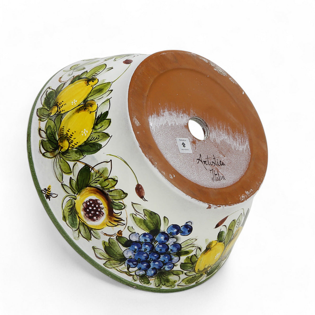 TOSCANA PLANTER CIOTOLA: Medium Round Tuscan Lown Bowl Planter 'Ciotolone' - Strong Terracotta indoor/outdoor freeze resistant - LIMONI FONDO MIELE Design