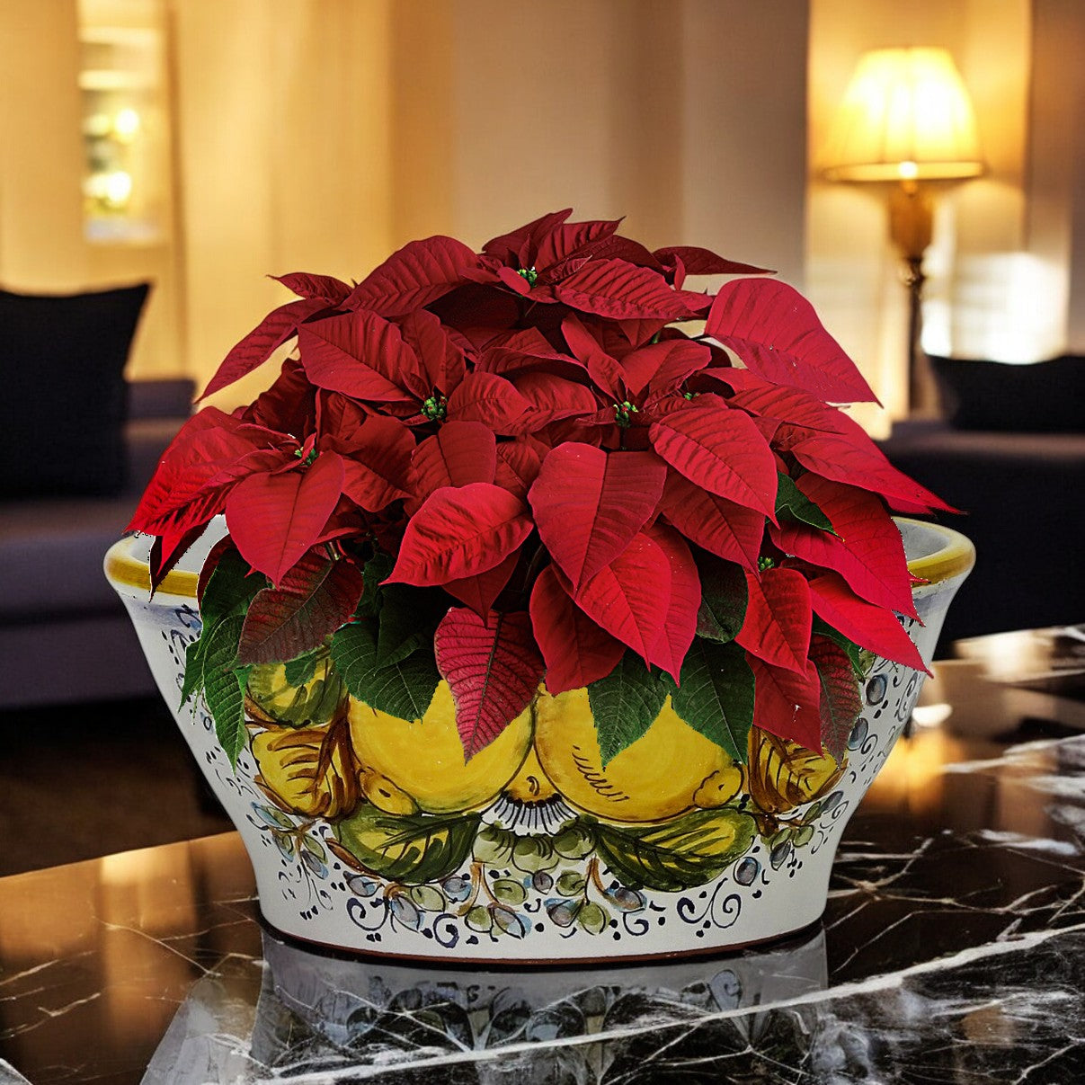 TOSCANA PLANTER CIOTOLA: Medium Round Tuscan Lown Bowl Planter 'Ciotolone' - Strong Terracotta indoor/outdoor freeze resistant - POSITANO Design