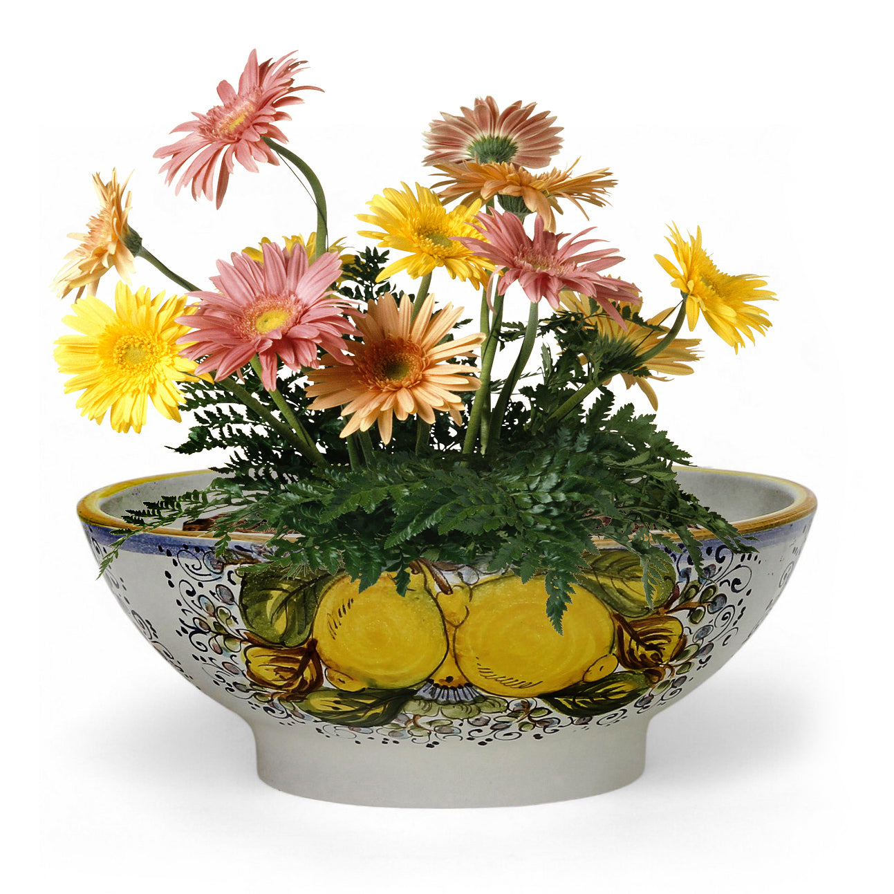 TOSCANA PLANTER CIOTOLA: Large Round Tuscan Lown Bowl Planter 'Ciotolone' - Strong Terracotta indoor/outdoor freeze resistant - POSITANO Design