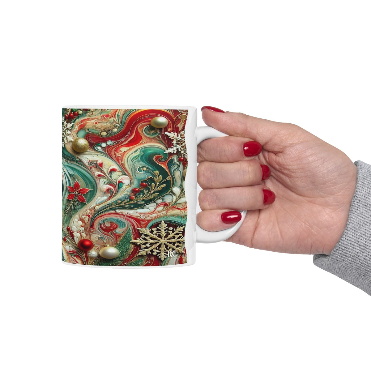 SUBLIMART: Christmas Ceramic Mug – Fluid Wave Design by RC Designs (Pattern #03)