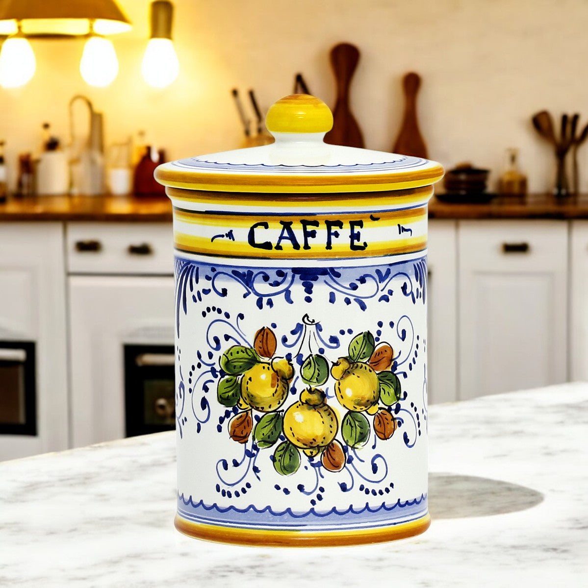 LIMONCINI: Tuscan Canister 'CAFFE' (Coffee) lemon design - Artistica.com
