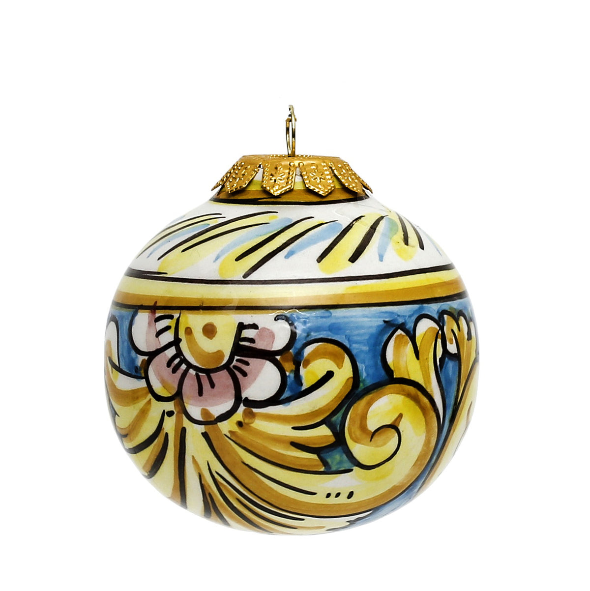 CHRISTMAS ORNAMENT: Caltagirone Round Ball (3.25&quot; Ø) - CELESTIAL-TEAL