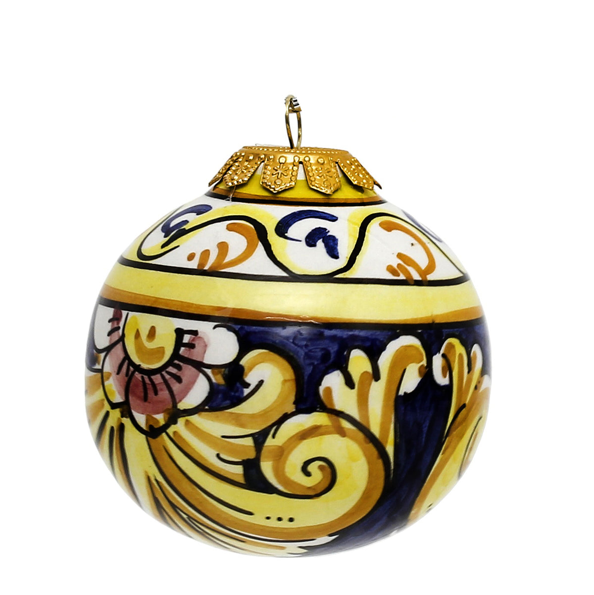 CHRISTMAS ORNAMENT: Caltagirone Round Ball (3.25&quot; Ø) - BLUE