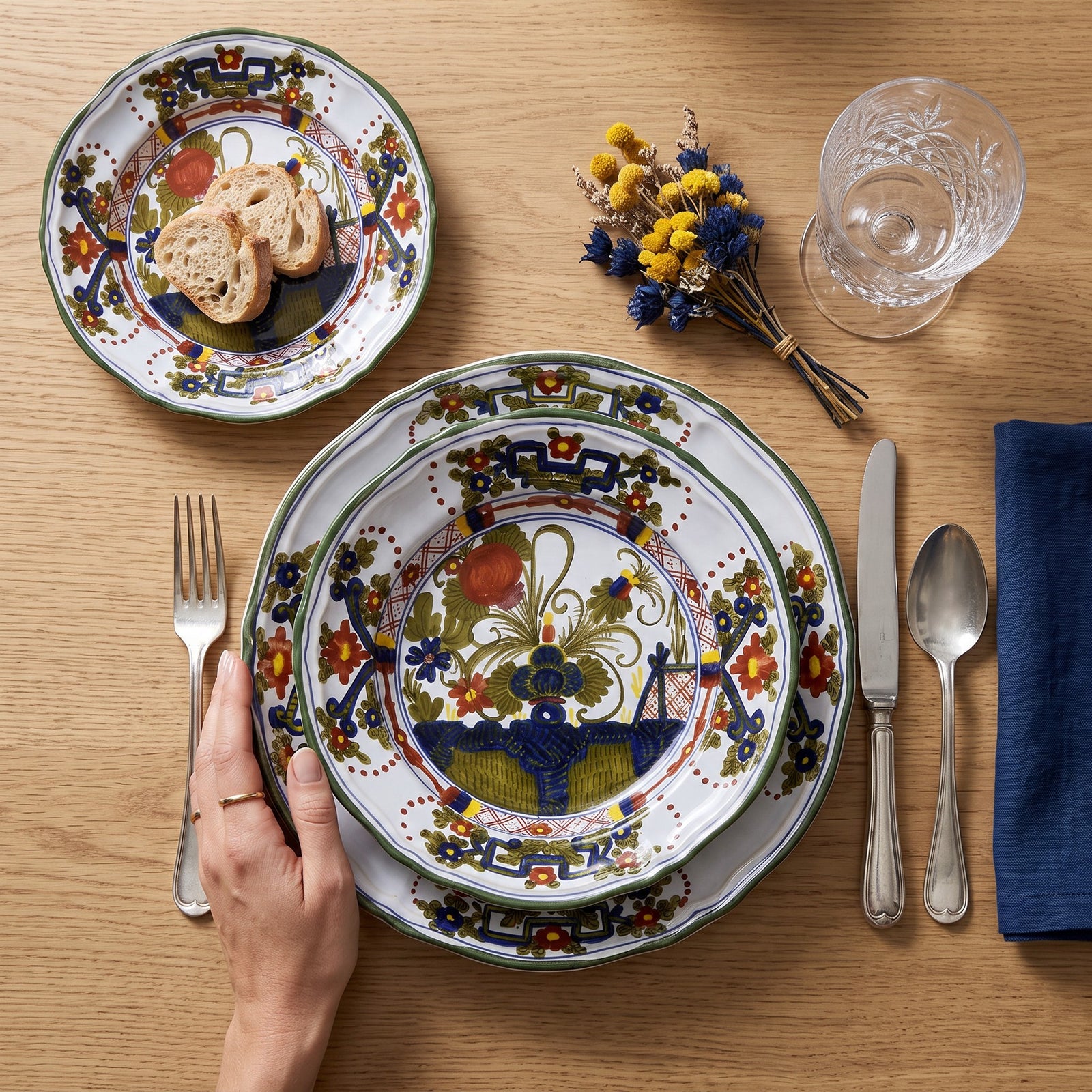 FAENZA-CARNATION: 3 Pieces Basic Place Setting [Full Design]