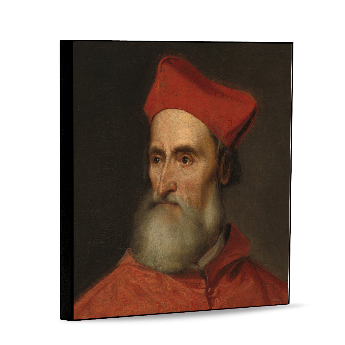 AFFRESCO: Panel Tile - Opera title &quot;Cardinal PIETRO BEMBO&quot; portrait by Tiziano