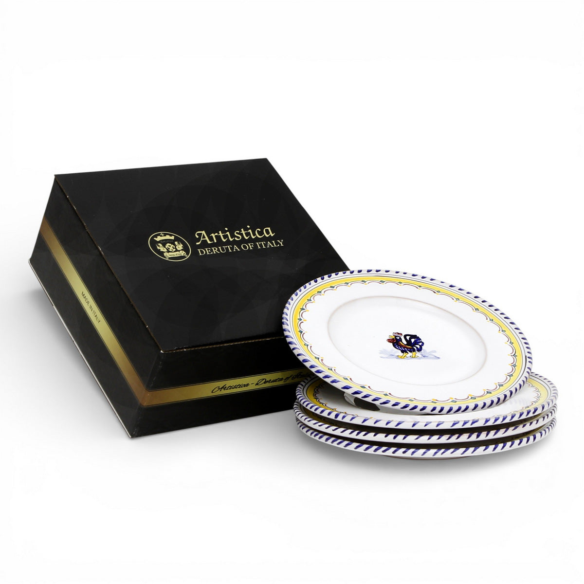 GIFT BOX: ORVIETO BLUE ROOSTER SIMPLE Salad Plate (Set of 4 Pcs)