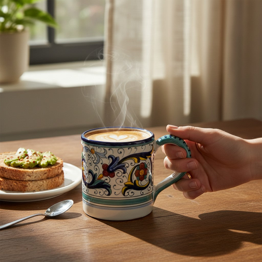 GIFT BOX: With authentic Vecchia Deruta hand painted ceramic Mug (10 Oz.)