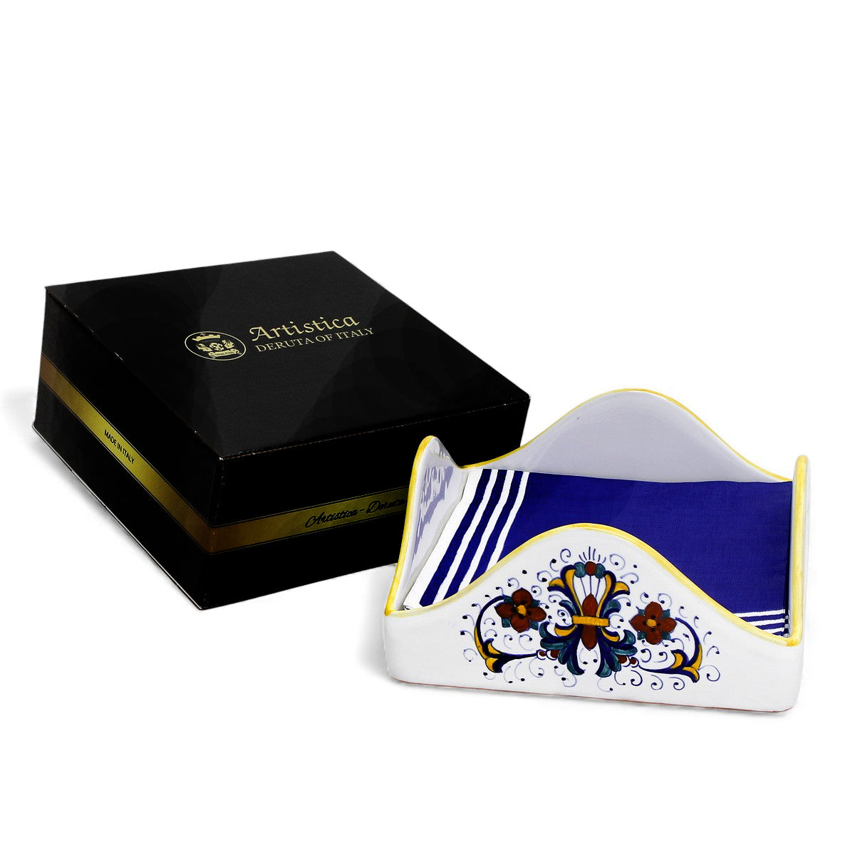 GIFT BOX: With RICCO DERUTA CLASSICO Square Napkins Holder (For Luncheon Size napkins 6.5"x6.5")