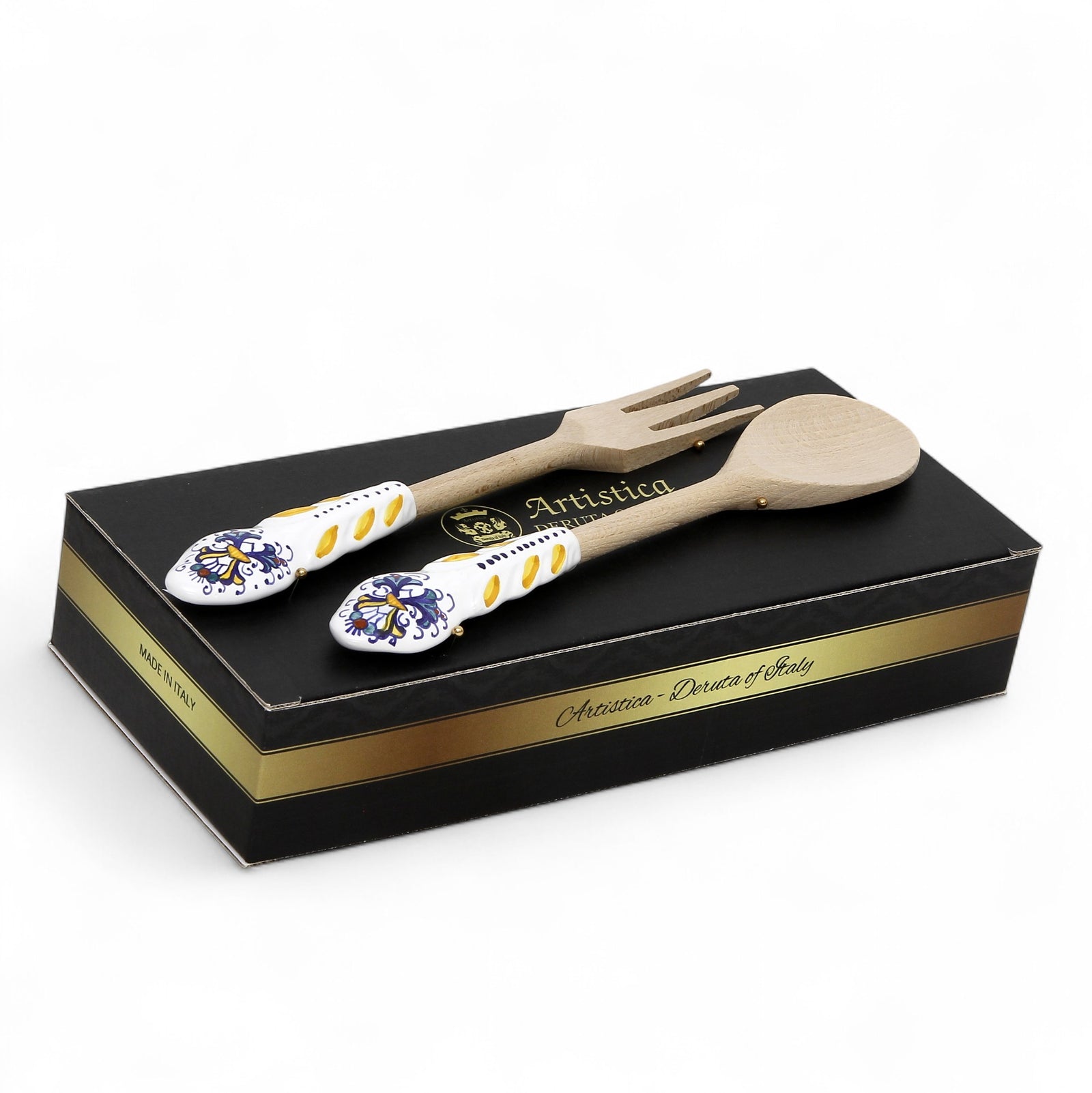 GIFT BOX: Deruta Ceramic and Hard Wood Serving Utensils Set - Ricco Deruta Design