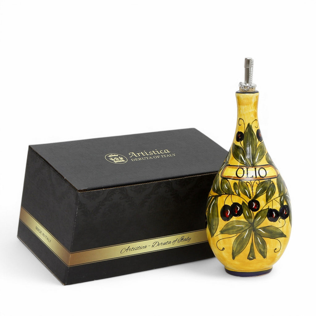 GIFT BOX: With authentic Deruta hand painted ceramic - OLIVE OIL