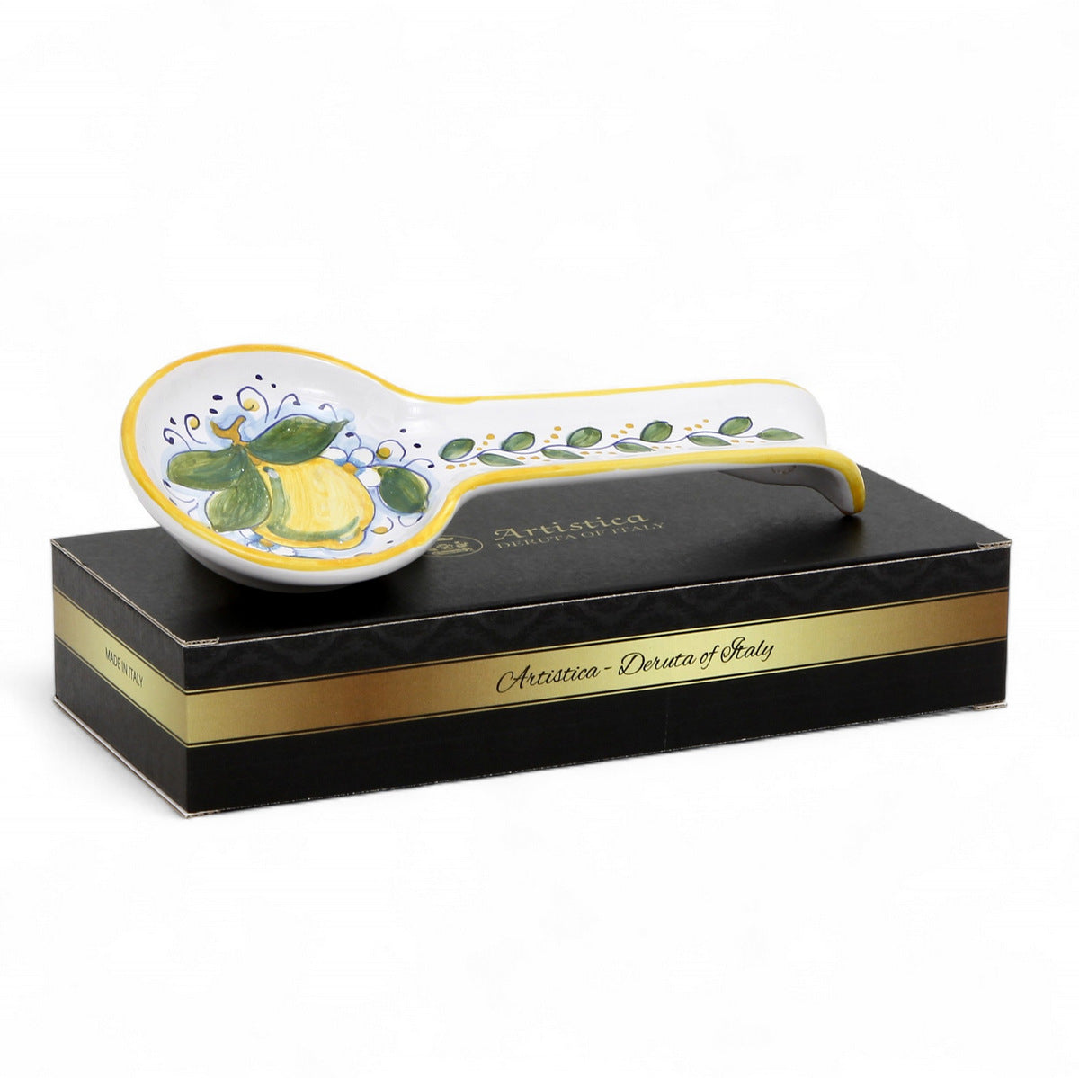 GIFT BOX: With authentic Deruta hand painted ceramic - DERUTA: Spoon rest LIMONI