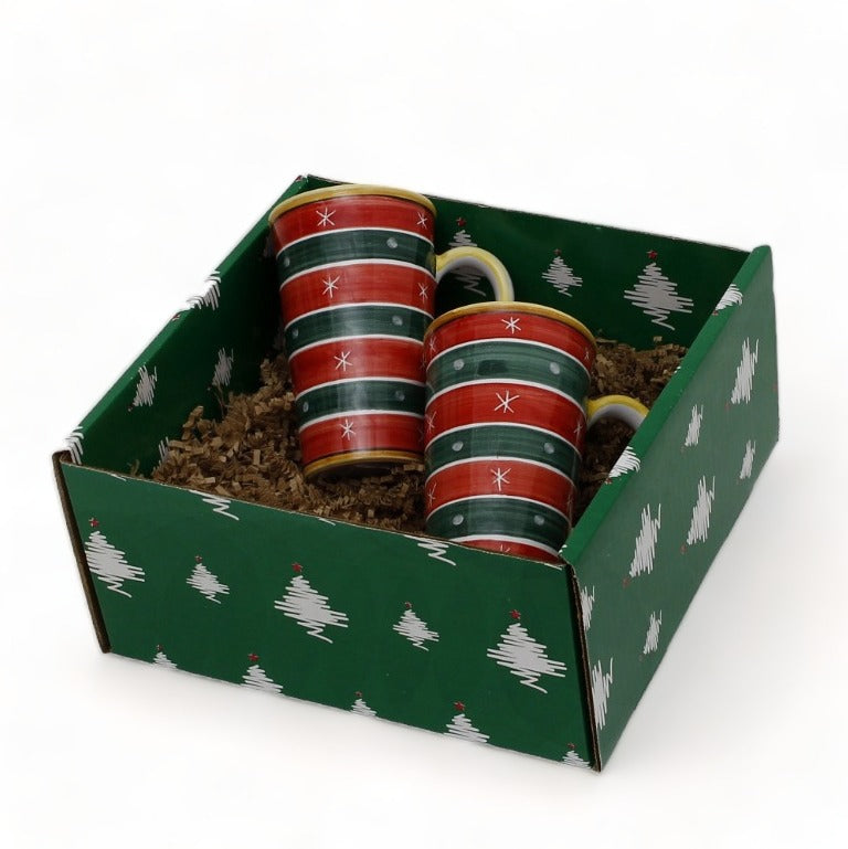 GIFT BOX CHRISTMAS: Green Gift Box with Christmas Tall Mug 16 OZ (Set of 2)