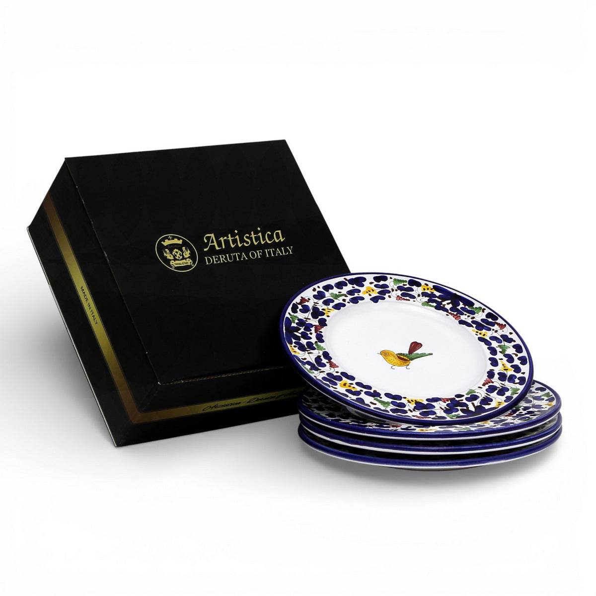 GIFT BOX: With ARABESCO BLUE DERUTA Salad/Dessert Plates (Set of 4 Pcs)