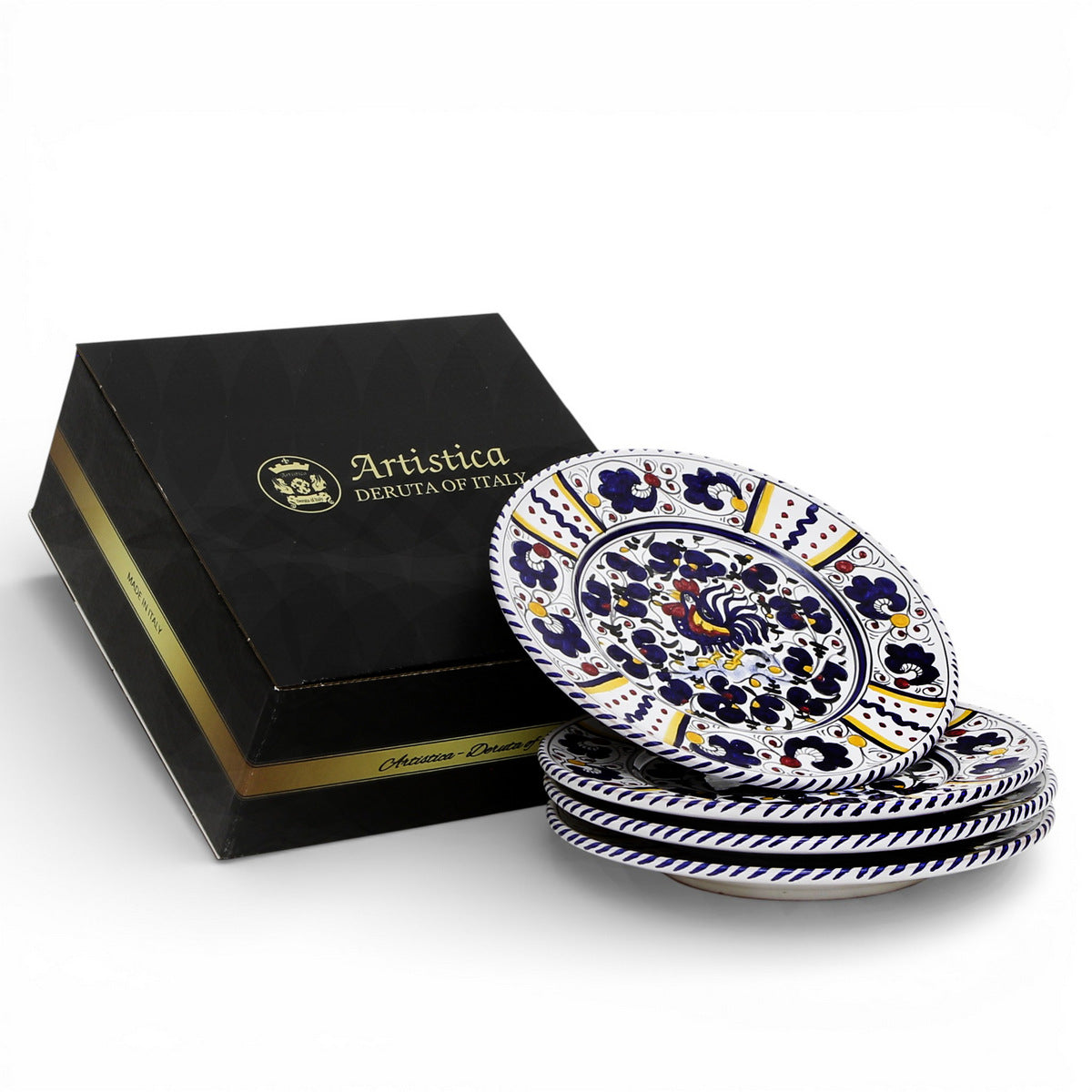 GIFT BOX: ORVIETO BLUE ROOSTER Salad Plate (Set of 4 Pcs)