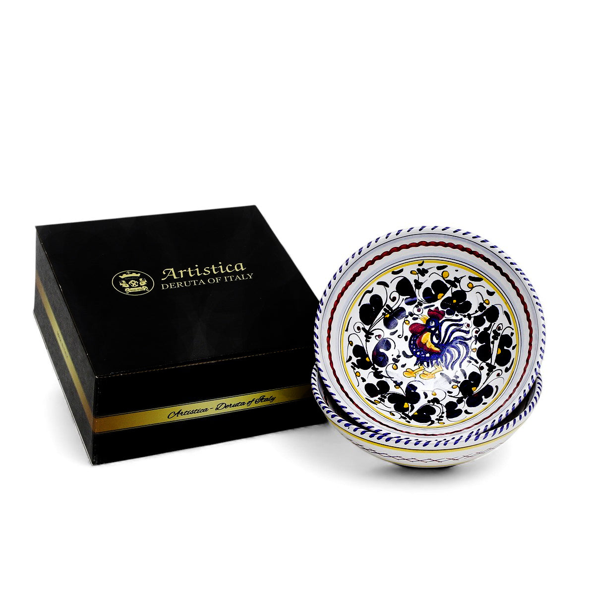 GIFT BOX: With ORVIETO BLUE ROOSTER Coupe Pasta/Soup Bowl (Set of 2 Pcs)