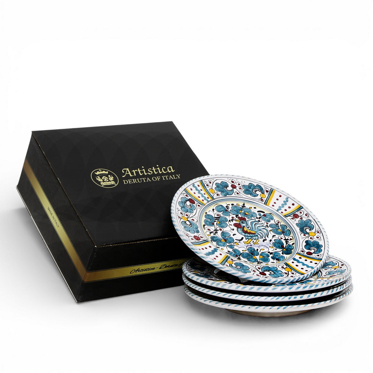 GIFT BOX: ORVIETO GREEN ROOSTER Salad Plate (Set of 4 Pcs)