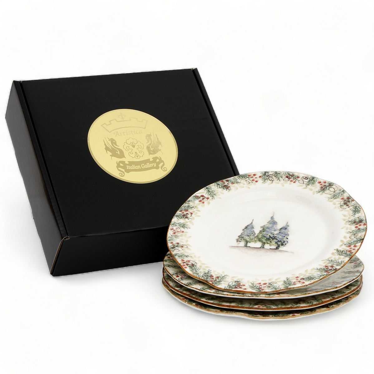 GIFT BOX: With Deruta Dinner Plate - NATALE design (4 Pcs)