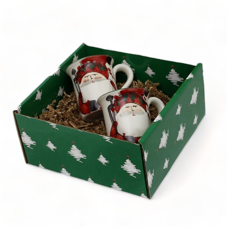 GIFT BOX CHRISTMAS: Green Gift Box with VIETRI Old St Nick Mugs (Set of 2 pcs)