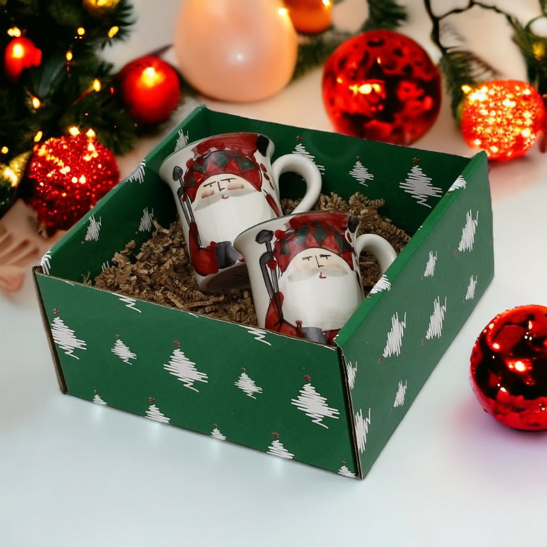 GIFT BOX CHRISTMAS: Green Gift Box with VIETRI Old St Nick Mugs (Set of 2 pcs)