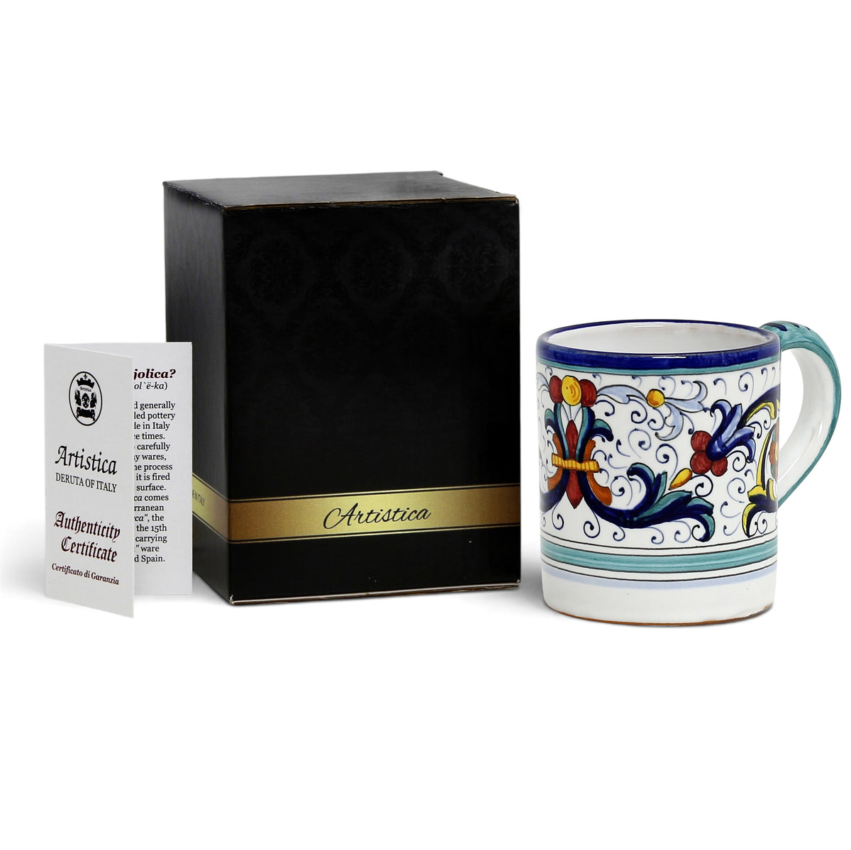 GIFT BOX: With authentic Vecchia Deruta hand painted ceramic Mug (10 Oz.)