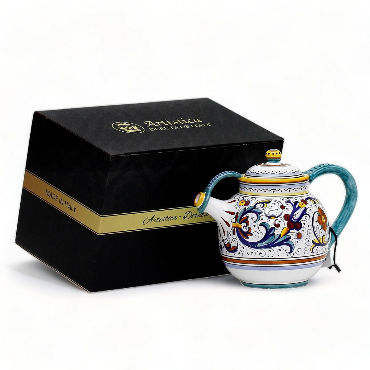 GIFT BOX: With authentic Deruta hand painted ceramic - Teapot Deluxe Ricco Deruta Design