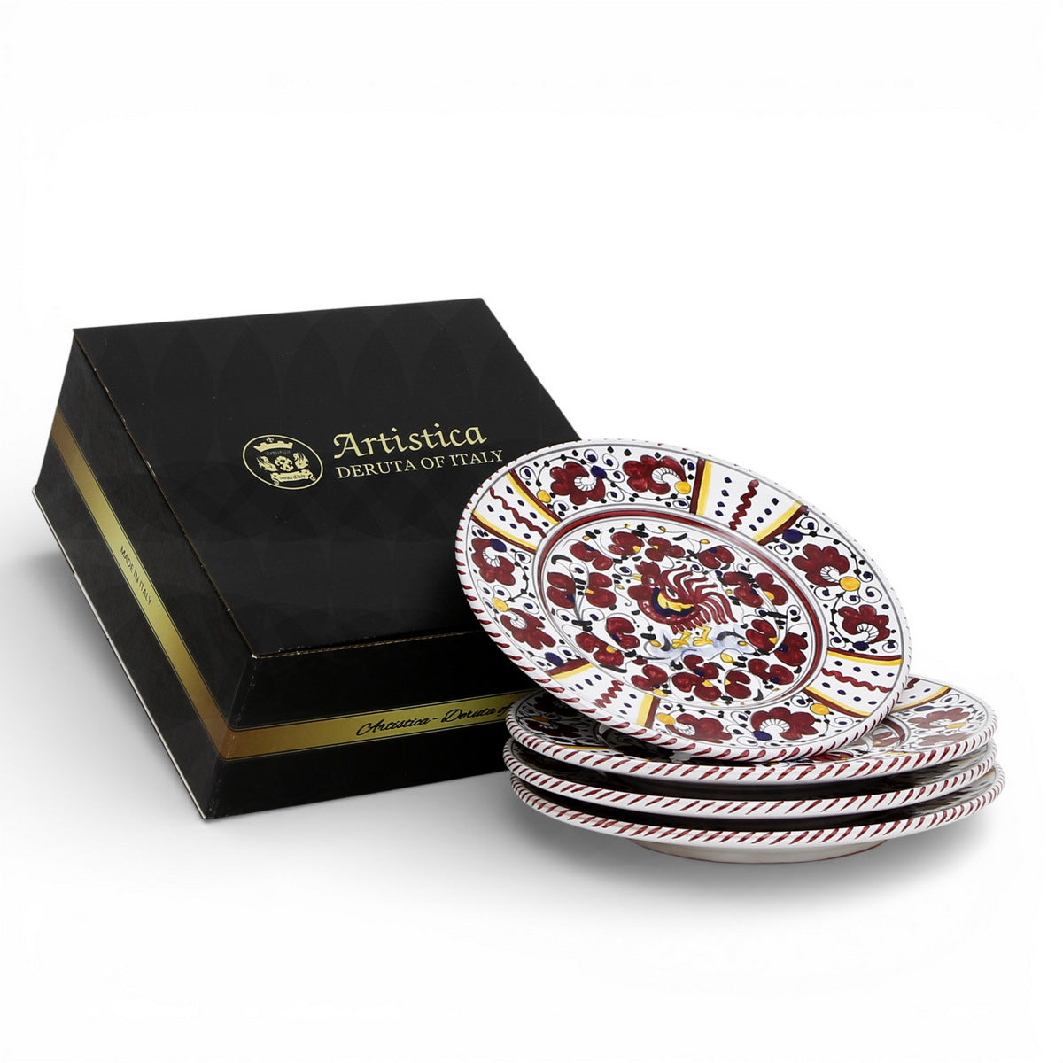 GIFT BOX: ORVIETO RED ROOSTER Salad Plates (Set of 4 Pcs)
