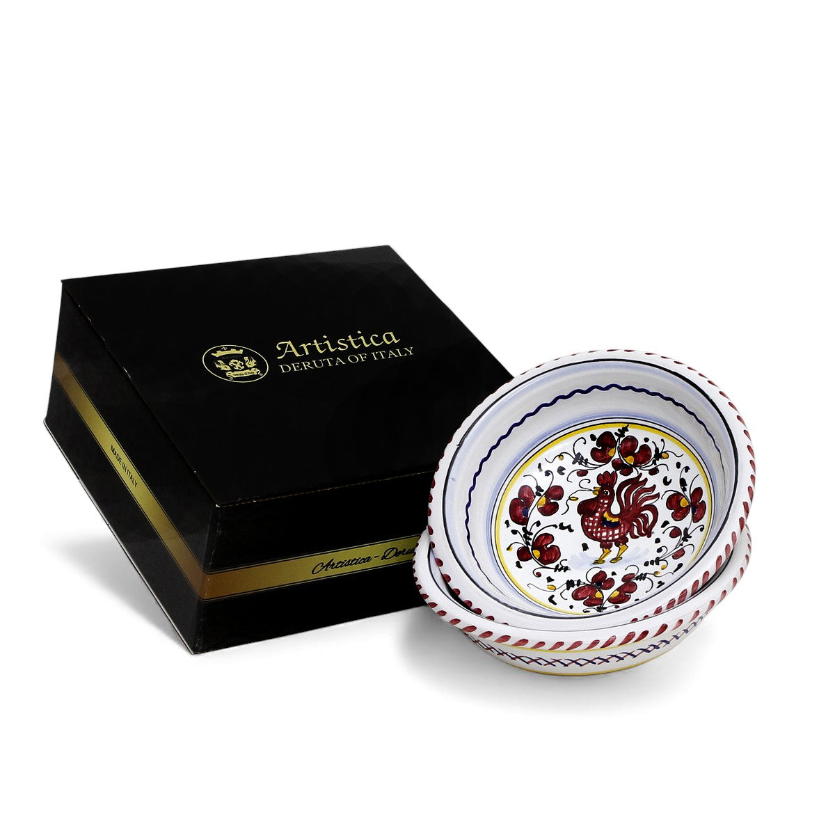GIFT BOX: With ORVIETO RED ROOSTER Cereal/Salad Bowl (Set of 2 Pcs)