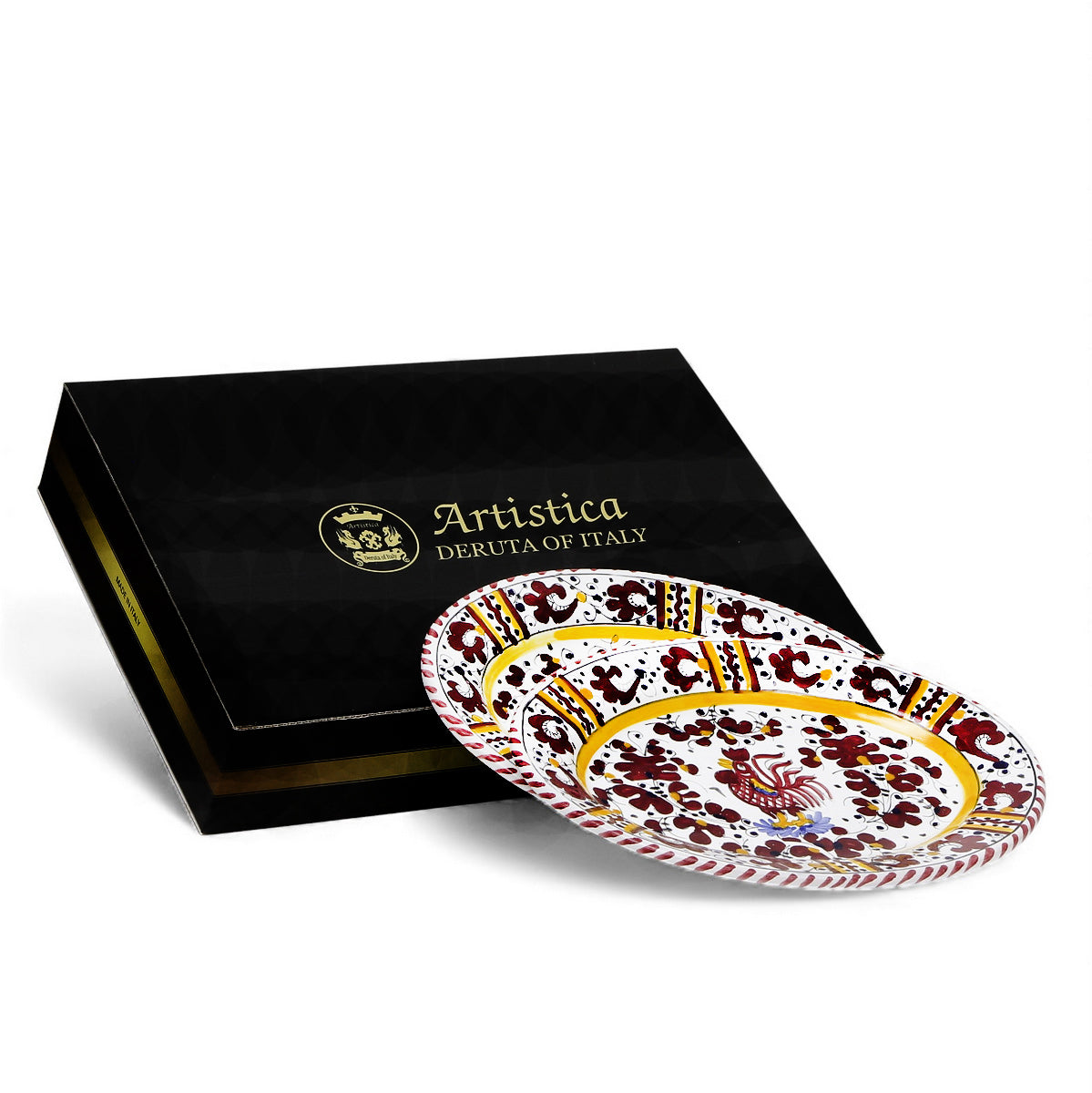GIFT BOX: With ORVIETO RED ROOSTER: Oval Plates (Set of 2 Pcs)