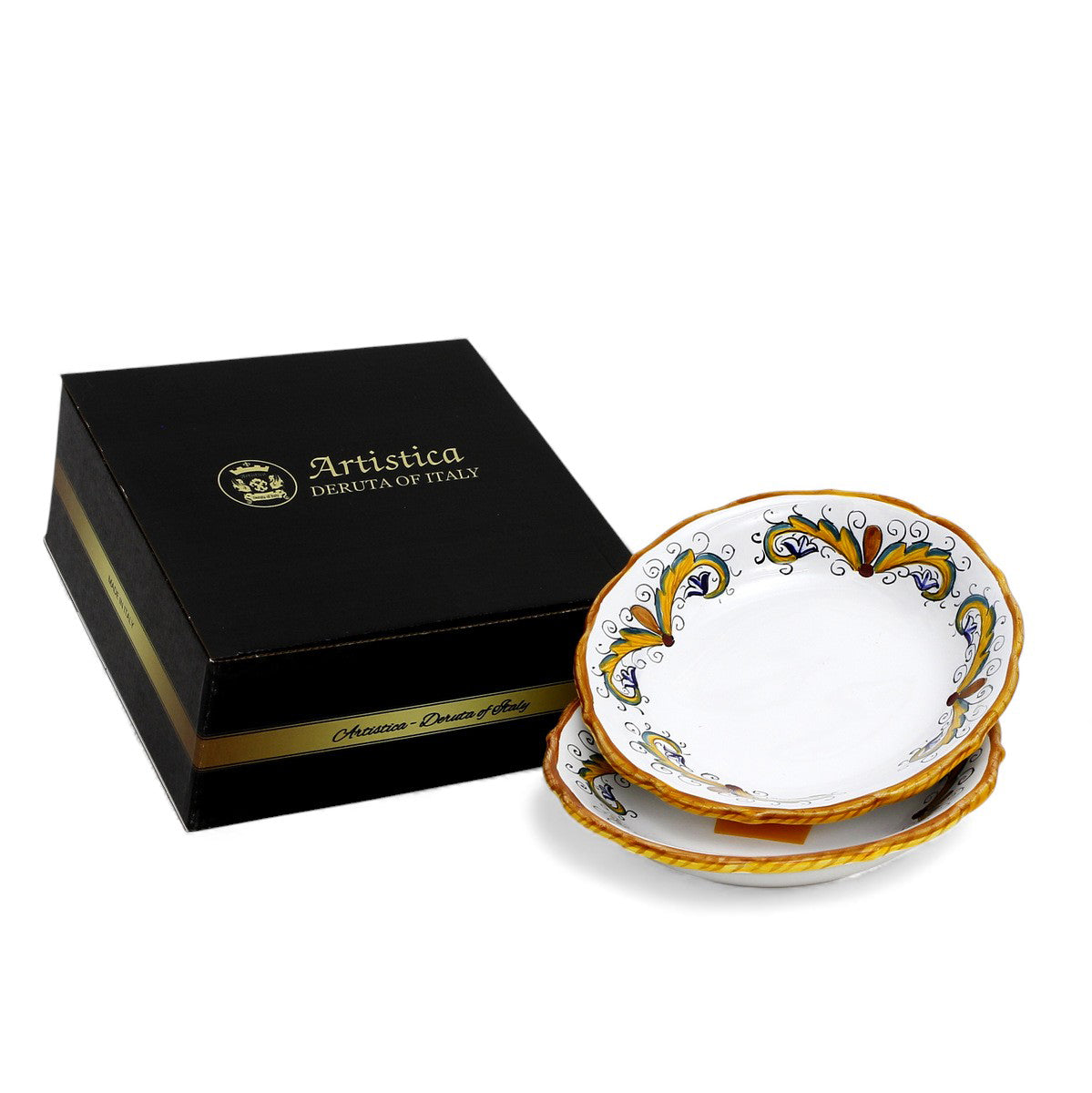 GIFT BOX: With PERUGINO DERUTA The perfectly sized Pasta/Soup Bowl Fluted Rim (Set of 2 Pcs)