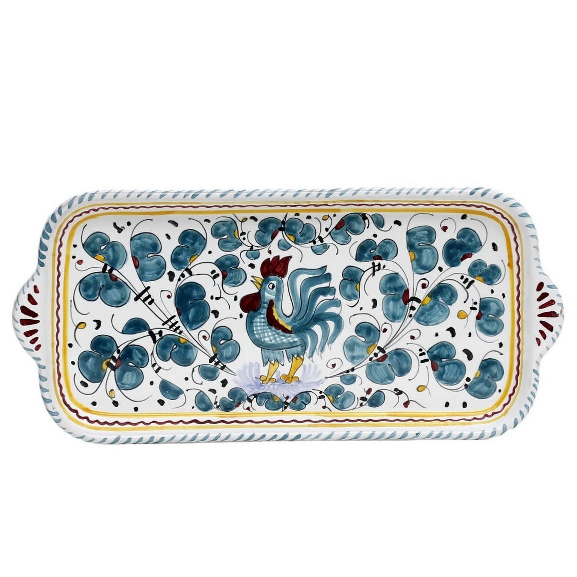 GIFT BOX: With ORVIETO GREEN ROOSTER Rectangular Tray